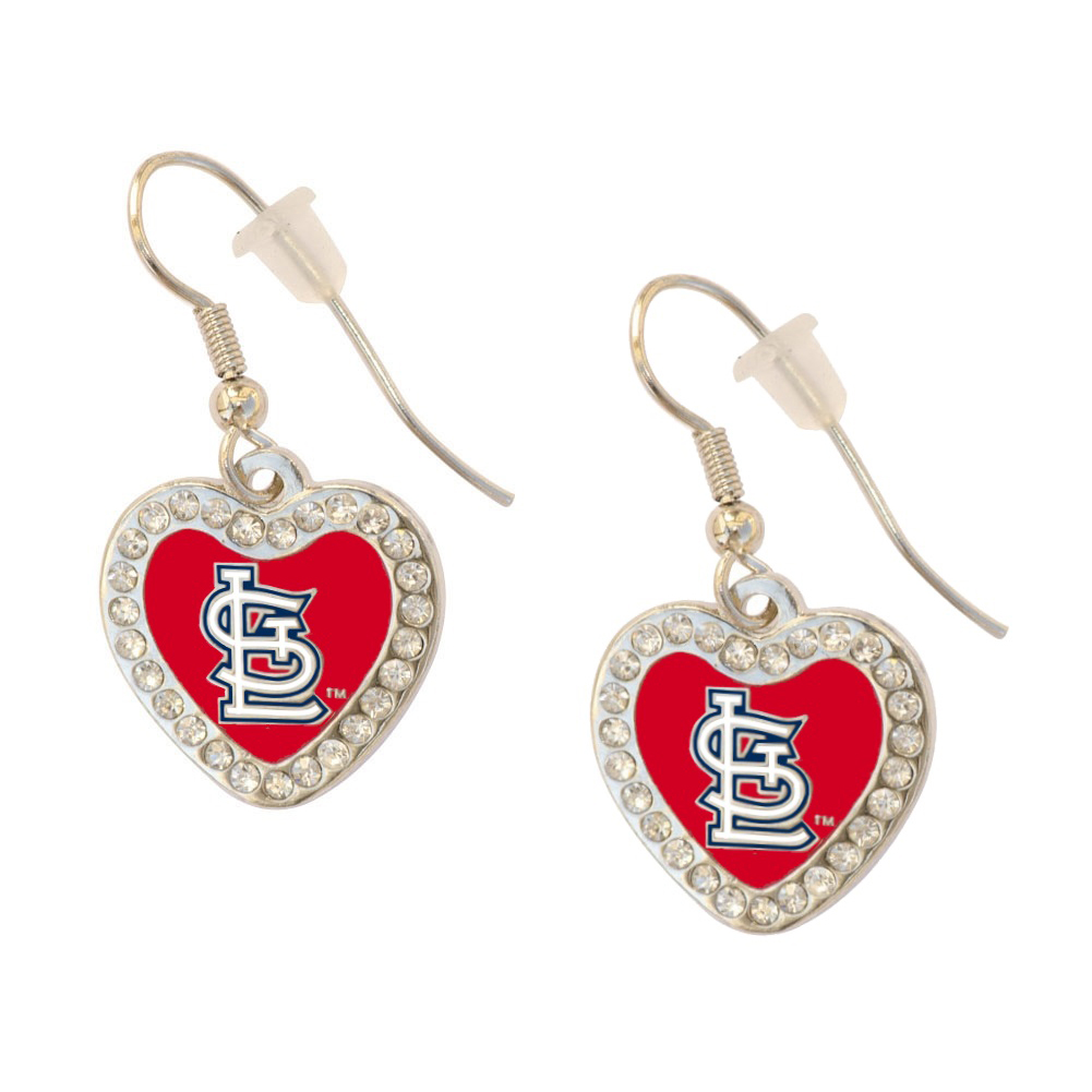 St. Louis Cardinals Crystal Heart Earrings – Pierced – Final Touch Gifts